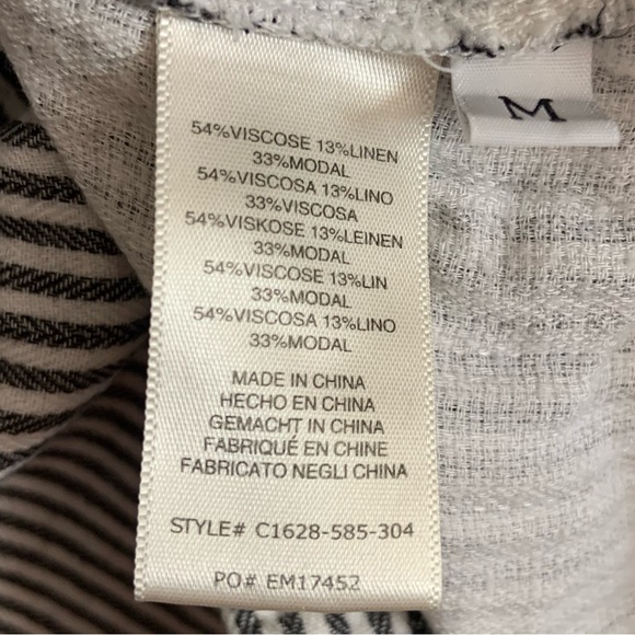 Anthropologie Cloth & Stone Darlyn Textured Buttondown Striped Top Grey Medium - Picture 6 of 8